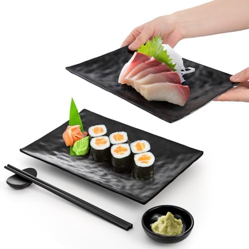16 Pcs Sushi Plate Set, Plastic Sushi Serving Dish, Melamine Japanese