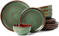 Pokini Ceramic Dinnerware Sets for 4, 12pcs Plates and Bowls Sets Dish