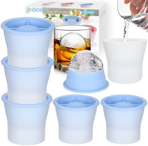 Ice Molds 6 PCS, Silicone Sphere Ice Mold Maker, Stackable Easy