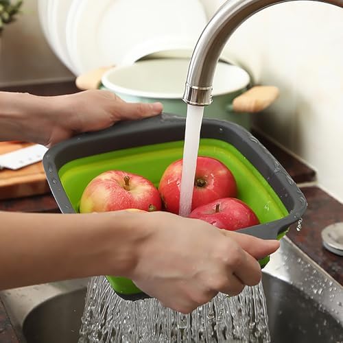 Square Collapsible Colander Set,Save Storage Space Collapsible