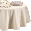 Continental Solid Texture Water Resistant Tablecloth, Ivory - 60" W x
