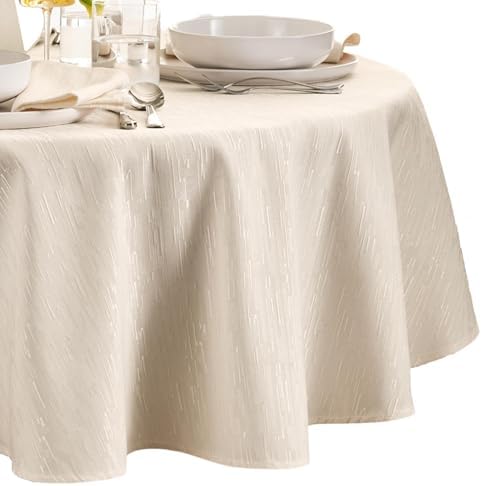 Continental Solid Texture Water Resistant Tablecloth, Ivory - 60" W x