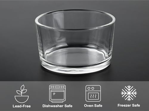 HillSpring Glass Small Bowls, 7.5oz, Set of 6, Clear Mini Bowls for