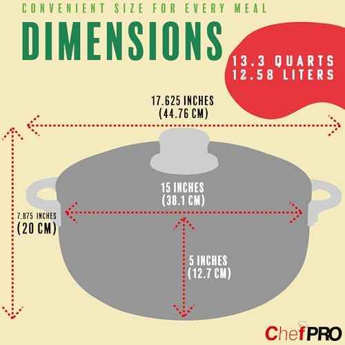 ALUMINUM CALDERO STOCK POT by Chef PRO, Superior Cooking Performance