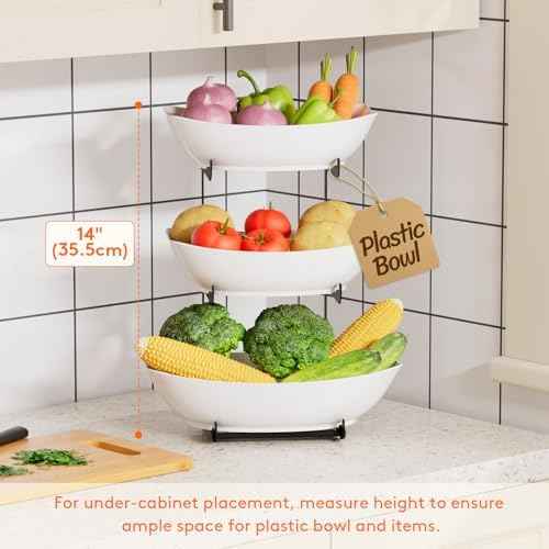 Lifewit 3 Tier Fruit Bowl for Kitchen Counter, Tiered Plastic Serving Tray
