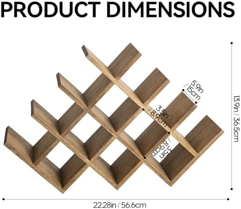 KIRIGEN Wood Wine Rack, 13-Bottle 4-Tier Countertop Holder, Brown