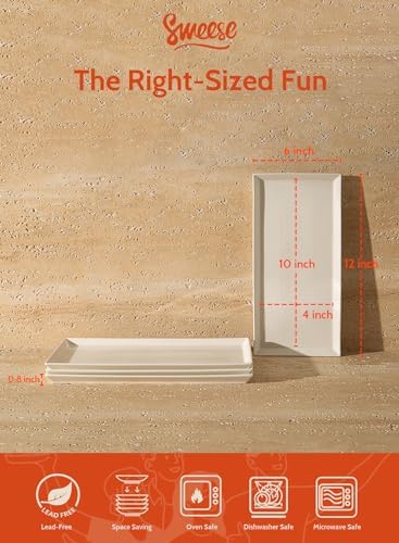 Sweese Porcelain Serving Tray, 12 Inch Rectangle Plates for Sushi