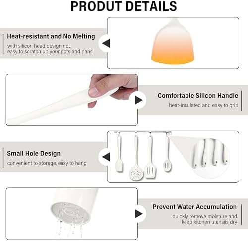 HaWare 11 PCS Silicone Cooking Utensils Set, White