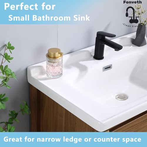 Foaming Soap Dispenser Clear Glass Bottle Gold Pump, Easy Refill and