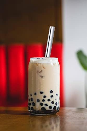 Boba Straws, Reusable Straw Metal Smoothies Jumbo Bubble Tea Tapioca
