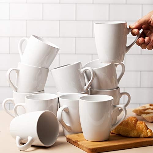 BTaT- White Coffee Mug Set, 12 Pack, 12oz, Ceramic Coffee Cups