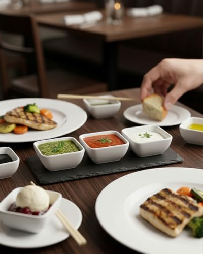 Ceramic Dip Bowls Set - 12 Pack 3 oz Mini Sauce Dishes, Condiment