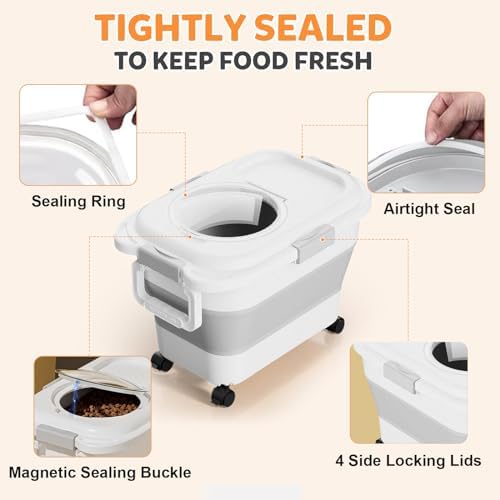 Pet Food Container, Collapsible Dog Food Storage Container with