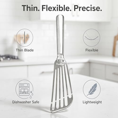 KSENDALO 2 Pack Flexible Fish Spatula Stainless Steel for Kitchen