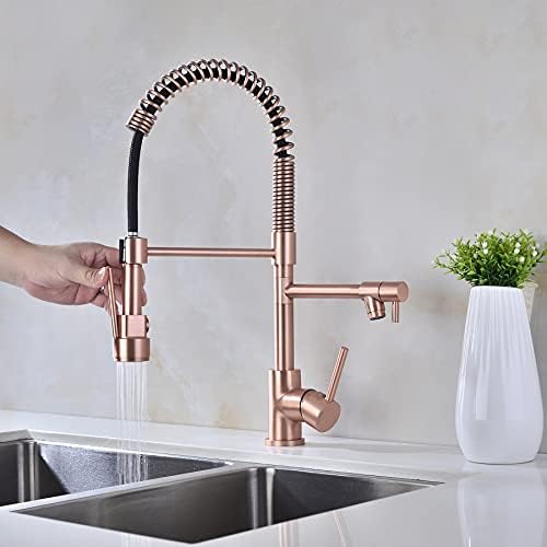 Avola Copper Kitchen Faucet with Pull-Down Sprayer, Rose Gold