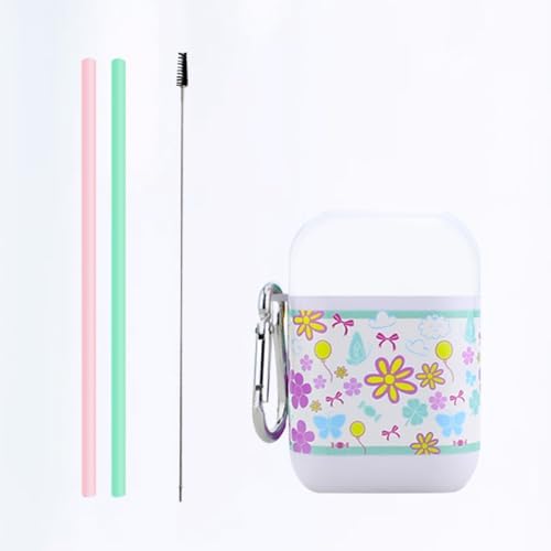 Abaodam Silicone Reusable Drinking Straws Set, Foldable Portable
