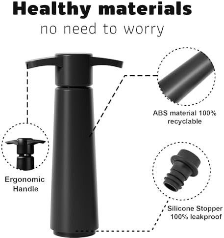 Vacuum Wine Saver Pump with 4 Reusable Stoppers, Silicone Wine Stopper