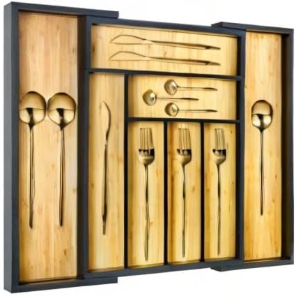 Bamboo drawer organizer, utensil holder, silverware organizer, and