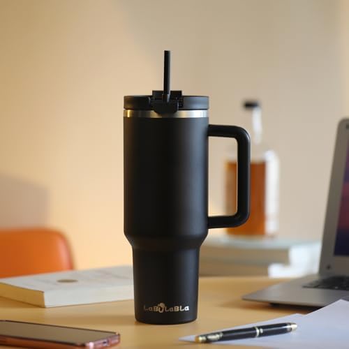 Labulabla 40oz Tumbler with Handle,Double Wall Vacuum Reusable