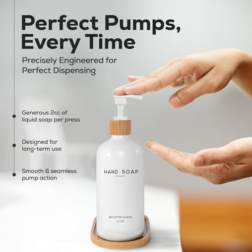 White Glass Hand Soap Dispenser Bathroom Set by Brighter Barns
