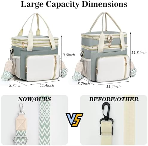 LOKASS Lunch Box & Lunch Bag for Women Men Double Deck,Large Insulated