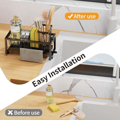 Stainless Steel Kitchen Sink Caddy, Black