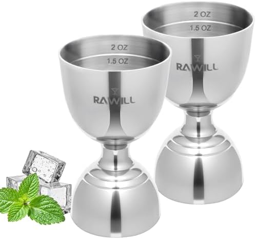 Jigger For Bartending, 2 PCS Double Shot Measuring Cup Premium 304