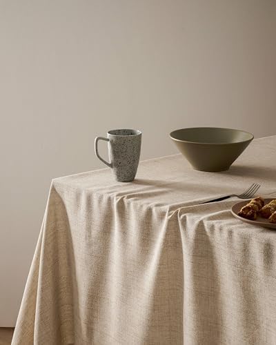52"x70" Rectangle Linen Tablecloth Fits Small Dining Table, Natural