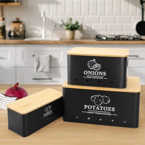 3-Piece Vegetable Storage Set with Bamboo Lids