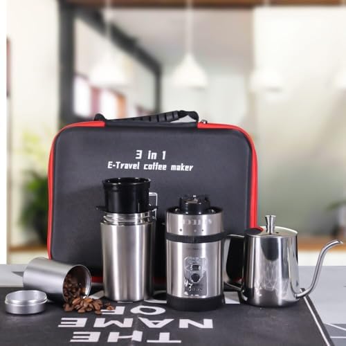 SOTECH 3-in-1 Camping Coffee Maker Set with Grinder, 350ml Kettle