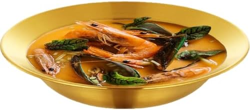 2 PCS Unbreakable Stainless Steel Gold Pasta Bowls Wide Rim Salad