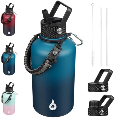 BJPKPK 64oz Insulated Water Bottle with Straw Lid Large Stainless