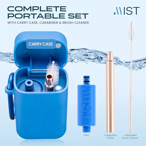 Mist Reusable Straw, Collapsible Reusable Metal Water Filtering Straw