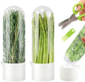 2 Pack Herb Keeper for Refrigerator with Scissors