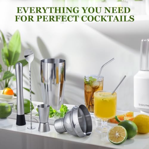 KINGROW Cocktail Shaker Set, 23 Piece Bartender Kit with Stand 25oz