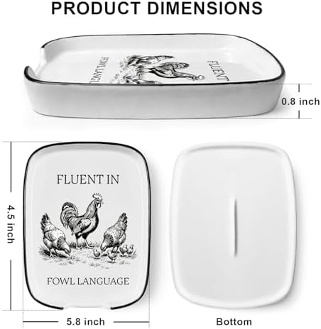 Funny Rooster Spoon Rest for Kitchen Counter - Ceramic Fowl Language
