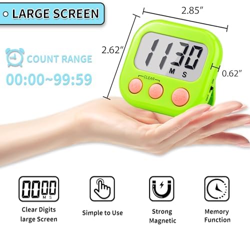 Digital Kitchen Timers, 12 Pack, Blue Green