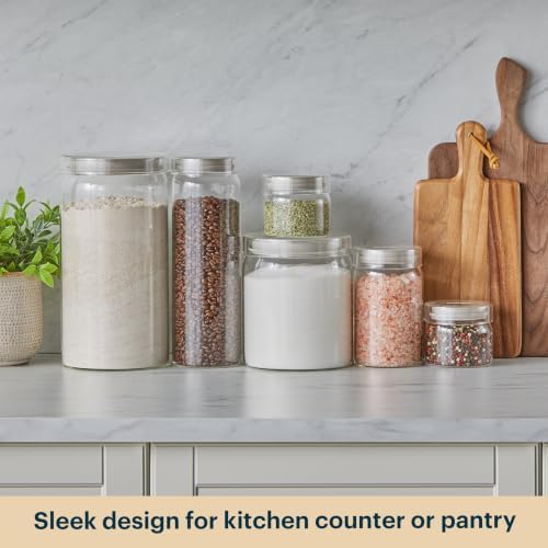 Pyrex 6-Pack Glass Canister Set - Lightweight Dry Food Storage