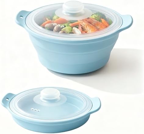 Collapsible Microwave Steamer Bowl, Silicone Microwave Cookware with