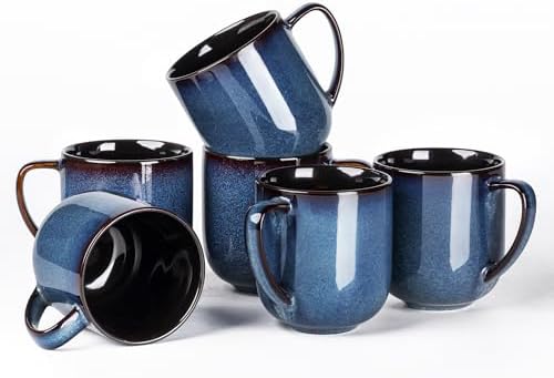 LERATIO Ceramic Coffee Mugs Set of 6,12oz Handmade Coffee Mugs Set