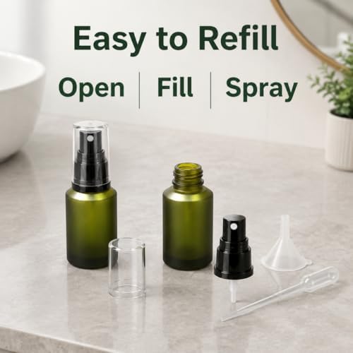 Glass Fine Mist Spray Bottles, 4 Pack, 1oz