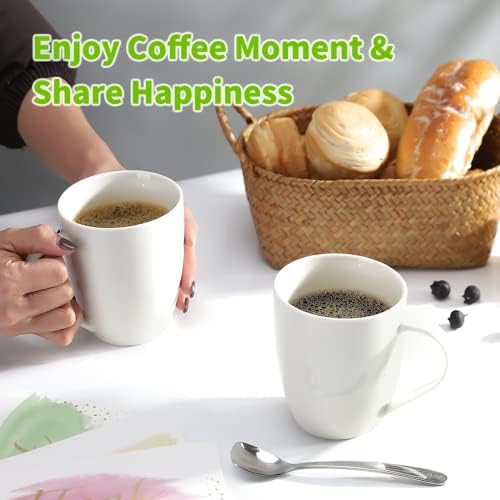 Mfacoy White Coffee Mugs Set of 4, 16 Ounce Mug with Handles, Ceramic