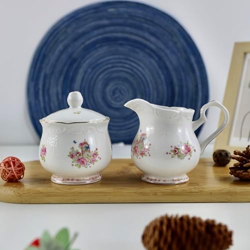 Bone China Porcelain Milk jug and Sugar Bowl Set for Coffee Tasting