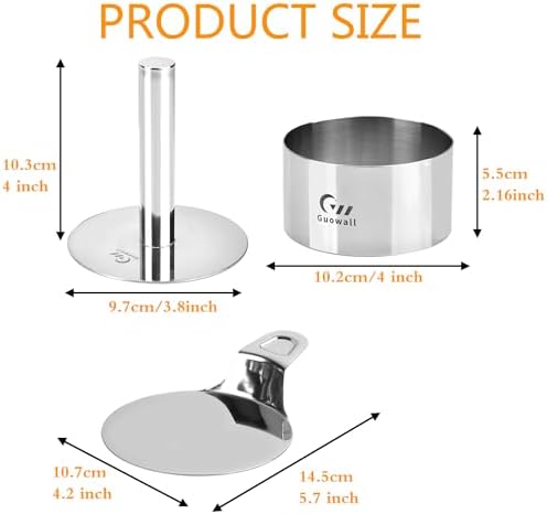 4 pack Seamless Mousse Cake Ring set Stainless Steel 4 inch Round Food