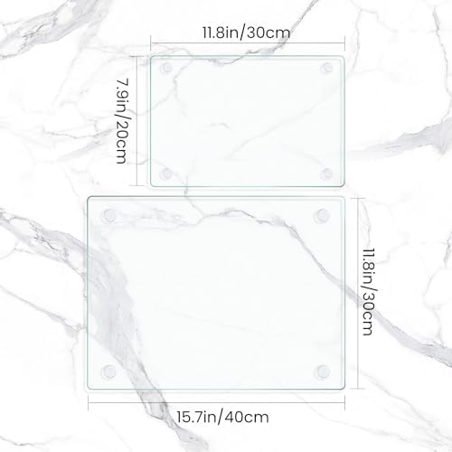 Mymonfif Tempered Glass Cutting Board for Kitchen, Clear Glass Board