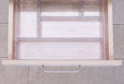 DCA 14 PCS Clear Plastic Drawer Organizer Tray, 4 Sizes Vanity Trays