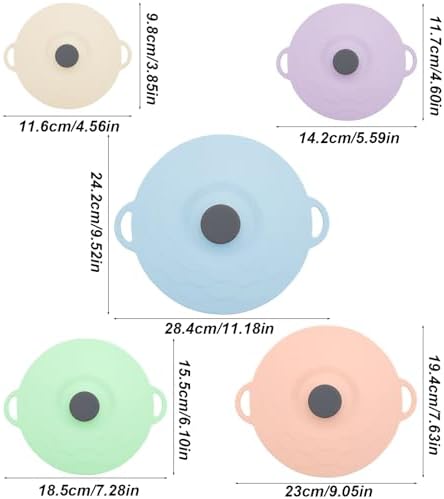 5 Pack Silicone Food Storage Lids, 5 Sizes