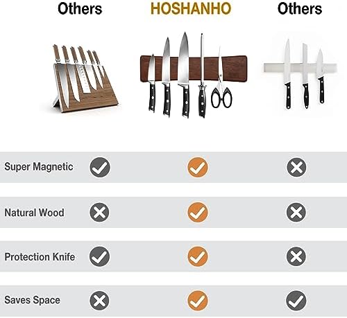 HOSHANHO Acacia Wood Magnetic Knife Strip