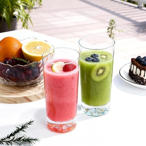 16 oz Drinking Glasses Set of 6 with Wide Mouth and Heavy Base