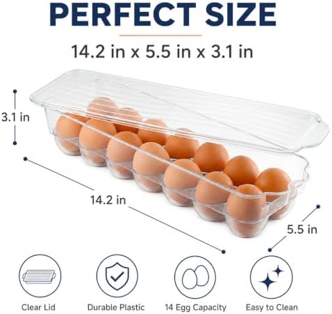 14-Egg Clear Refrigerator Holder with Lid